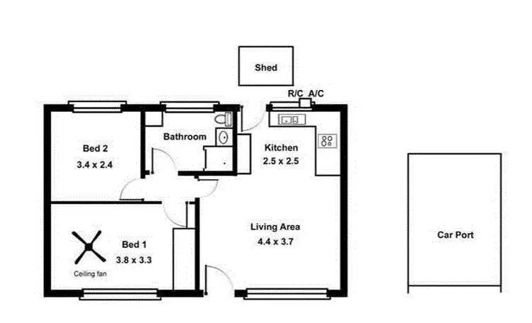 Floorplan of Homely unit listing, 3/71 Spring Street, Queenstown SA 5014