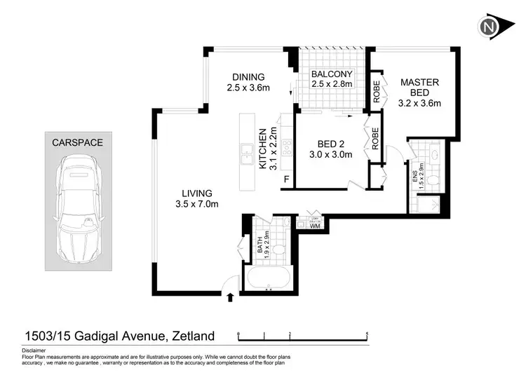 Floorplan of Homely apartment listing, 1503/15 Gadigal Avenue, Zetland NSW 2017