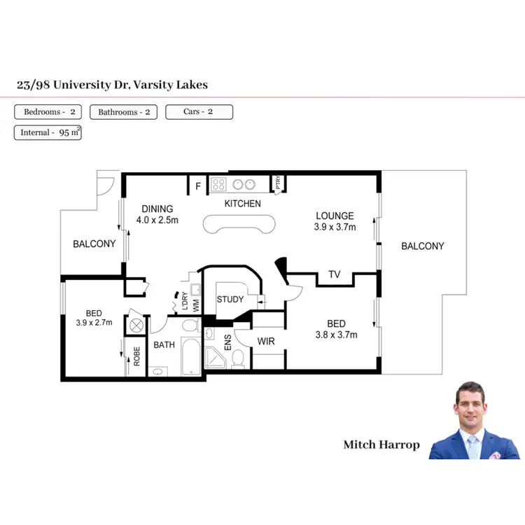Floorplan of Homely apartment listing, 23/98 University Drive, Varsity Lakes QLD 4227