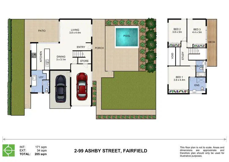 Floorplan of Homely townhouse listing, 2/99 Ashby Street, Fairfield QLD 4103
