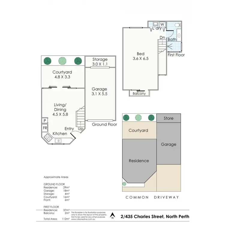 Floorplan of Homely townhouse listing, 2/435 Charles Street, North Perth WA 6006