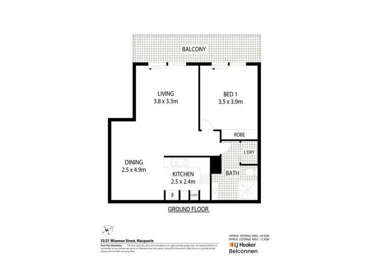 Floorplan of Homely apartment listing, 33/21 Wiseman Street, Macquarie ACT 2614