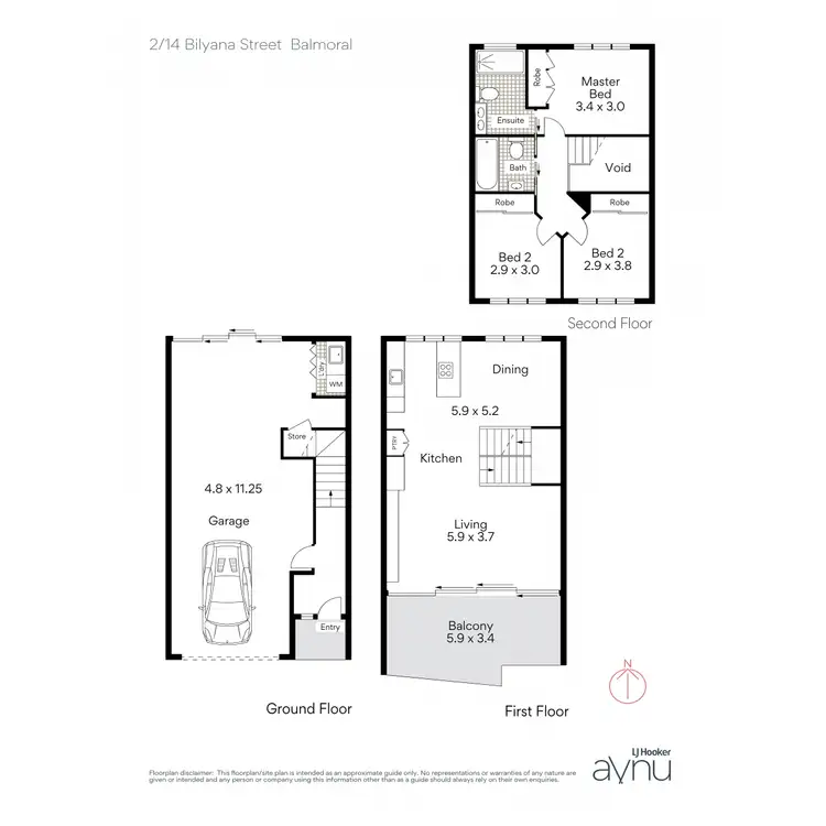 Floorplan of Homely townhouse listing, 2/14 Bilyana Street, Balmoral QLD 4171