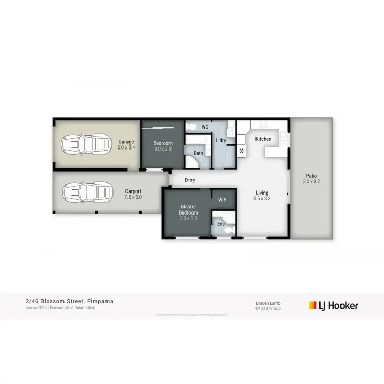 Floorplan of Homely semi-detached listing, 2/46 Blossom Street, Pimpama QLD 4209