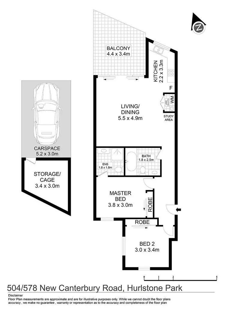 Floorplan of Homely apartment listing, 504/578 New Canterbury Road, Hurlstone Park NSW 2193