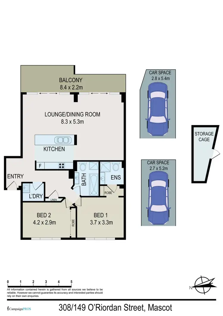 Floorplan of Homely apartment listing, 308/149 O'Riordan Street, Mascot NSW 2020