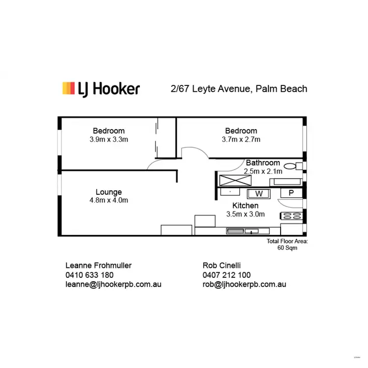 Floorplan of Homely semi-detached listing, 2/67 Leyte Avenue, Palm Beach QLD 4221