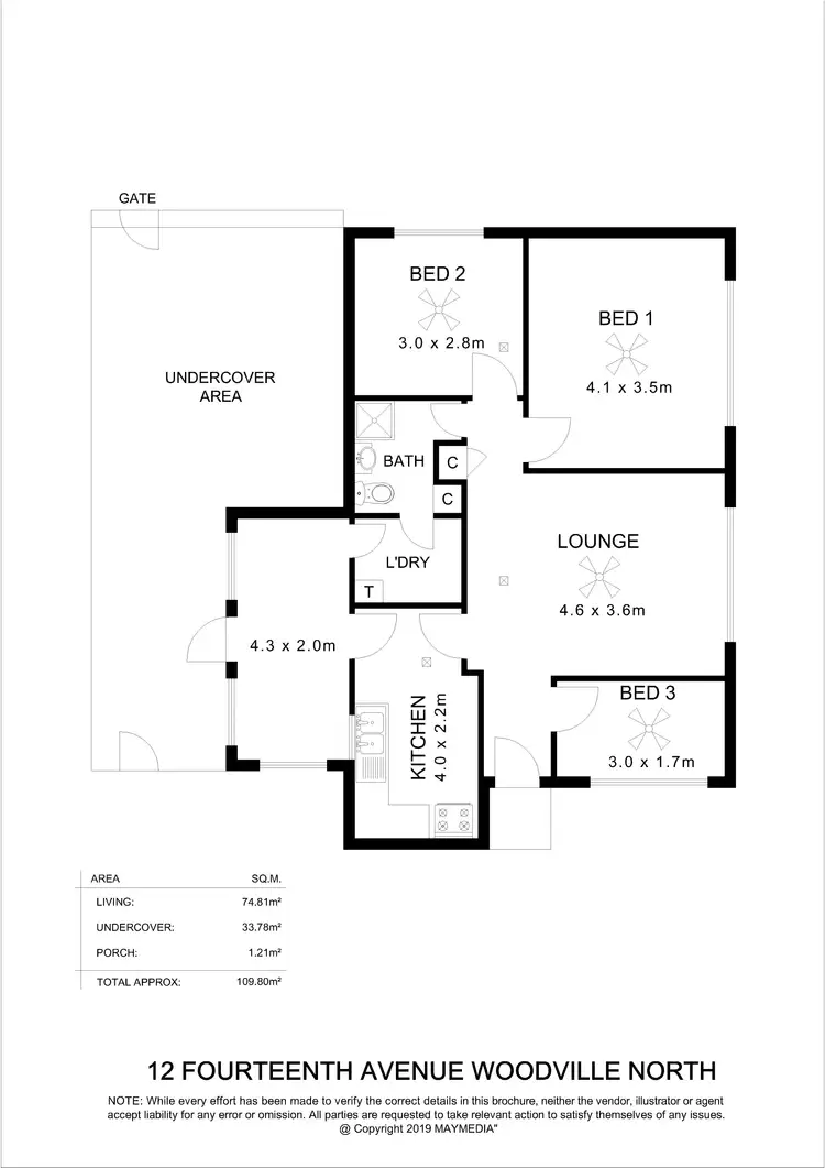 Floorplan of Homely house listing, 12 Fourteenth Avenue, Woodville North SA 5012
