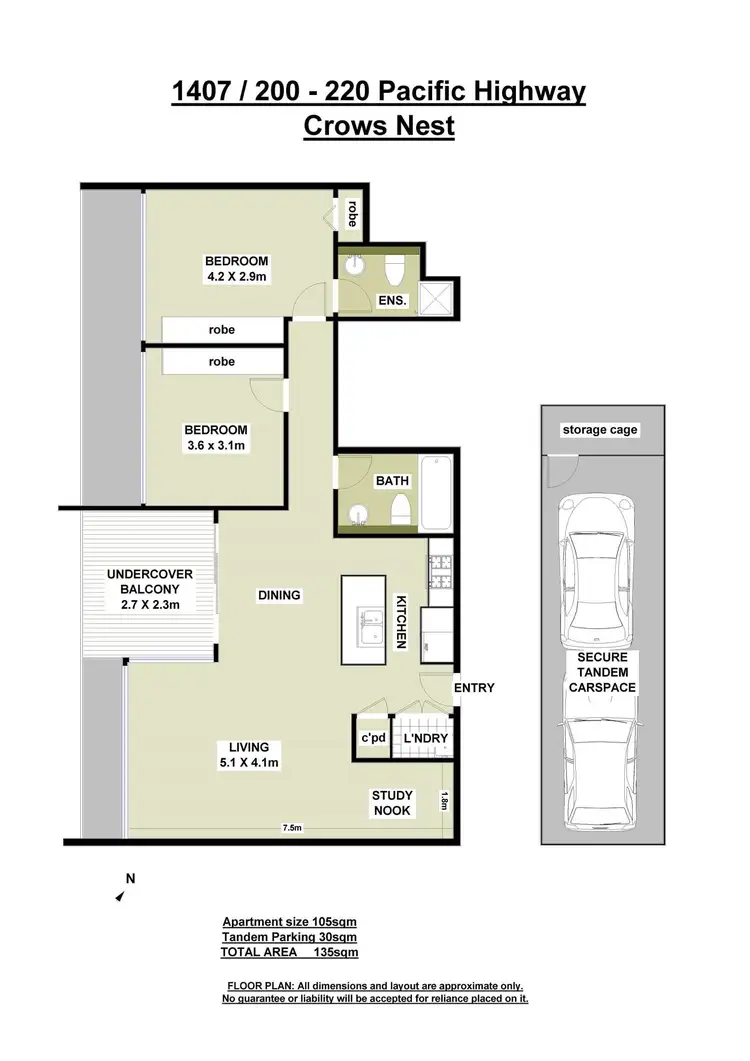Floorplan of Homely apartment listing, R1407/200-220 Pacific Highway, Crows Nest NSW 2065