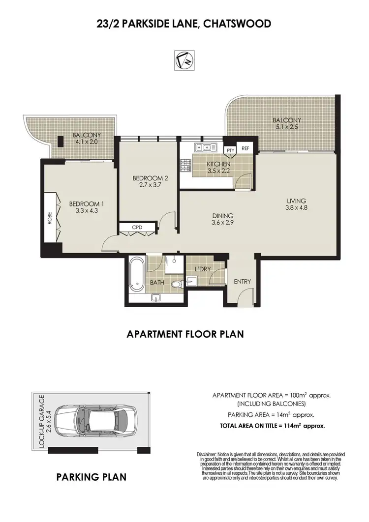 Floorplan of Homely apartment listing, 23/2 Parkside Lane, Chatswood NSW 2067