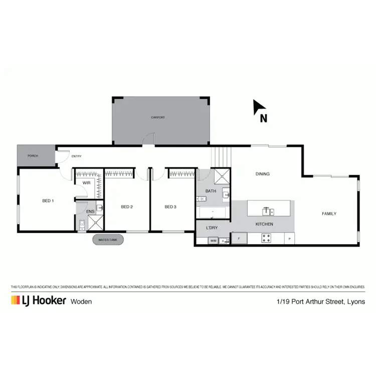 Floorplan of Homely semi-detached listing, 1/19 Port Arthur Street, Lyons ACT 2606