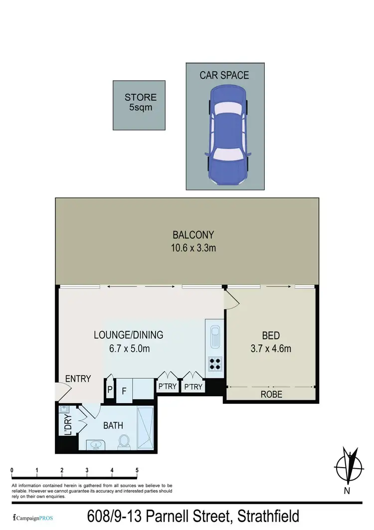 Floorplan of Homely unit listing, 608/9-13 Parnell Street, Strathfield NSW 2135