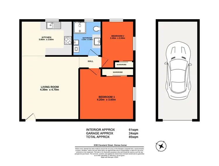 Floorplan of Homely unit listing, 8/88 Cleveland Street, Stones Corner QLD 4120
