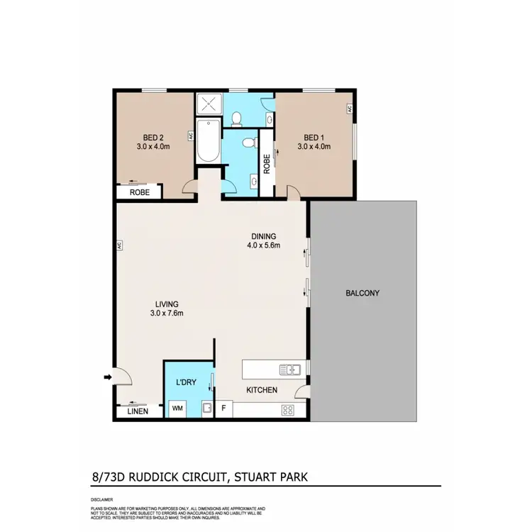 Floorplan of Homely apartment listing, 8/73D Ruddick Circuit, Stuart Park NT 820