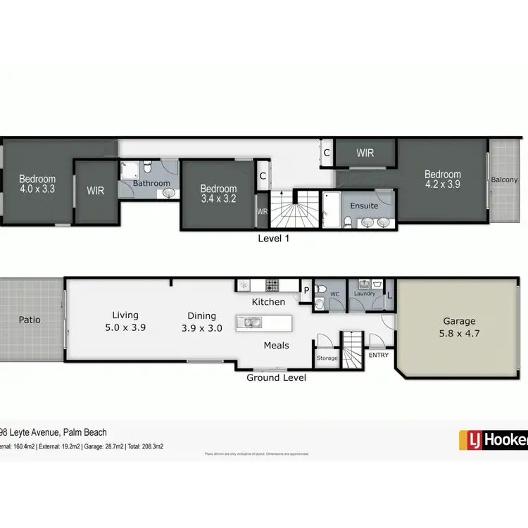 Floorplan of Homely semi-detached listing, 1/98 Leyte Avenue, Palm Beach QLD 4221
