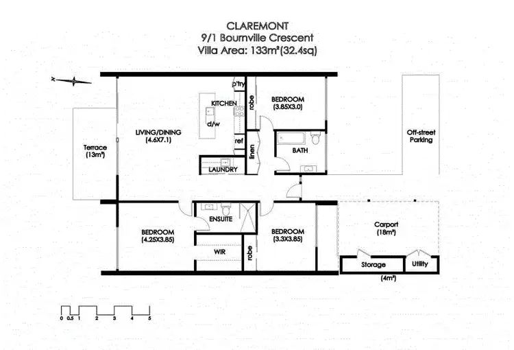 Floorplan of Homely townhouse listing, 9/1B Bournville Crescent, Claremont TAS 7011
