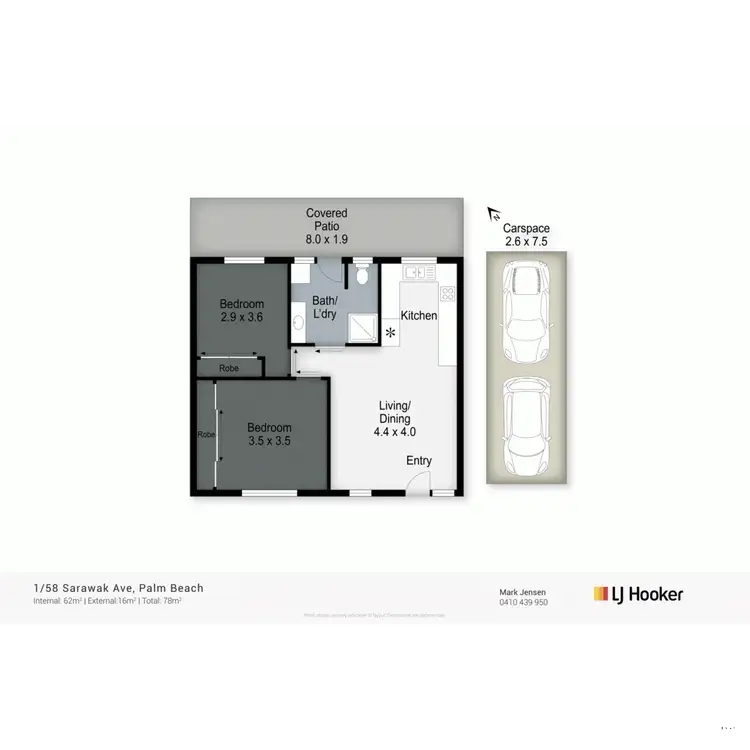 Floorplan of Homely unit listing, 1/58 Sarawak Avenue, Palm Beach QLD 4221