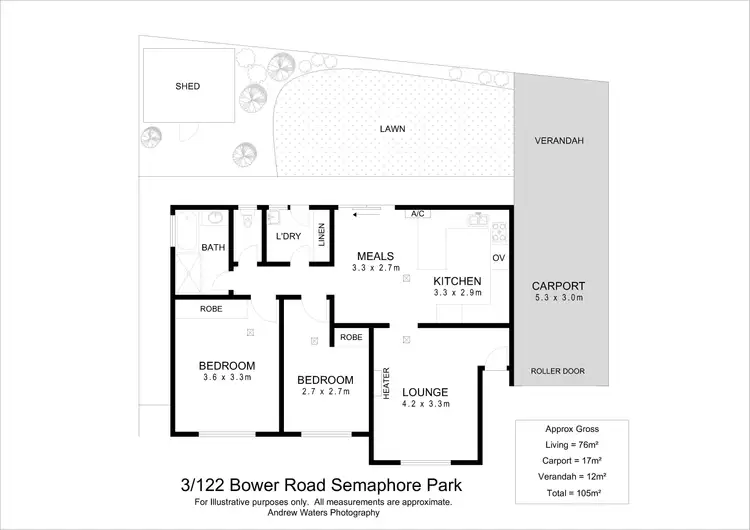 Floorplan of Homely unit listing, 3/122 Bower Road, Semaphore Park SA 5019