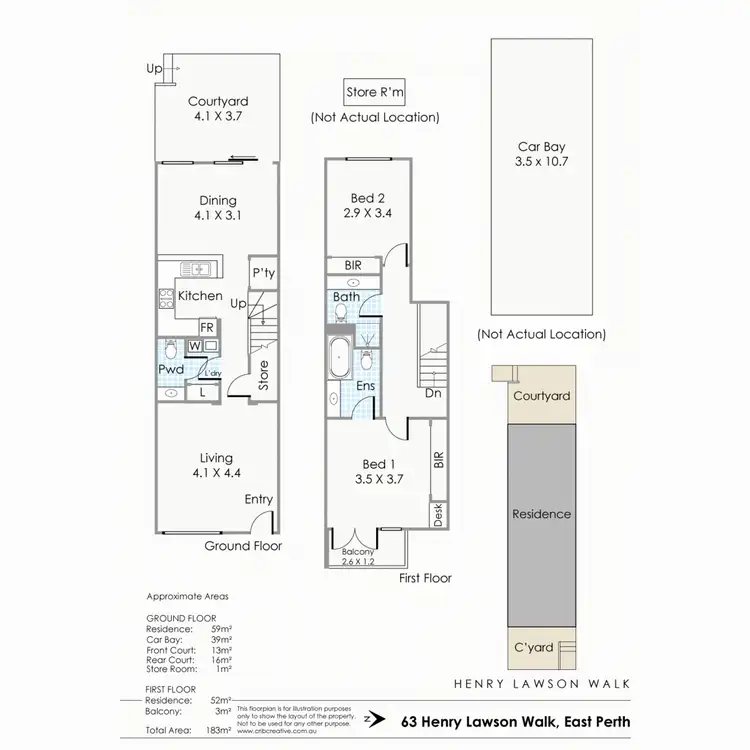 Floorplan of Homely townhouse listing, 63 Henry Lawson Walk, East Perth WA 6004