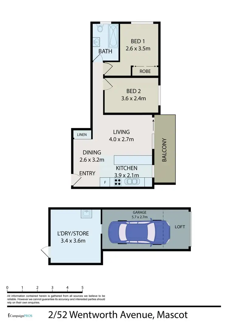 Floorplan of Homely apartment listing, 2/52 Wentworth Avenue, Mascot NSW 2020