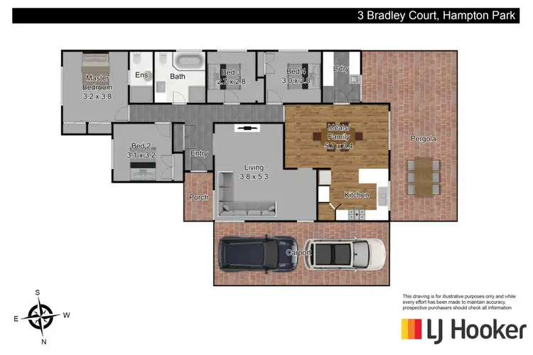 Floorplan of Homely house listing, 3 Bradley Court, Hampton Park VIC 3976