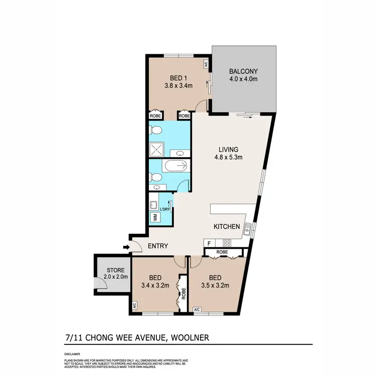 Floorplan of Homely apartment listing, 7/11 Chong Wee Avenue, Woolner NT 820