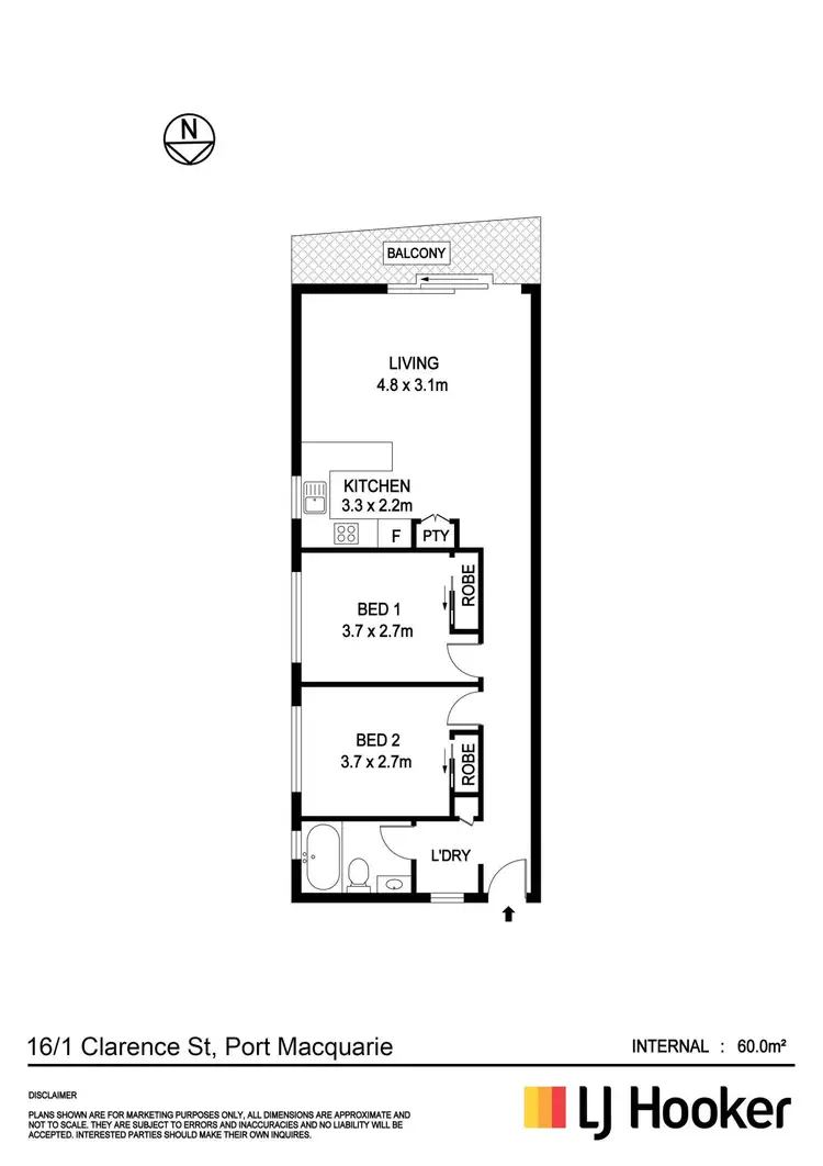 Floorplan of Homely unit listing, 16/1 Clarence Street, Port Macquarie NSW 2444