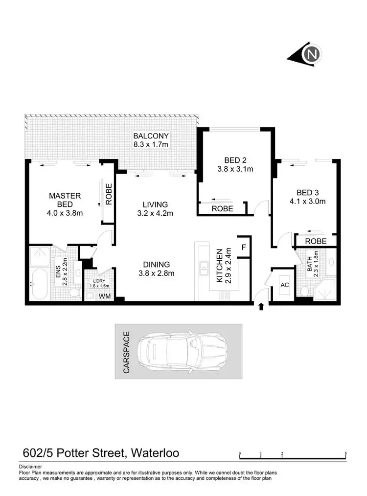 Floorplan of Homely apartment listing, 602/5 Potter Street, Waterloo NSW 2017
