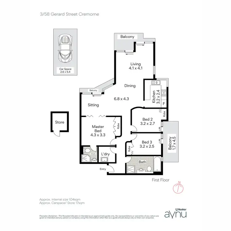 Floorplan of Homely apartment listing, 3/58-62 Gerard Street, Cremorne NSW 2090