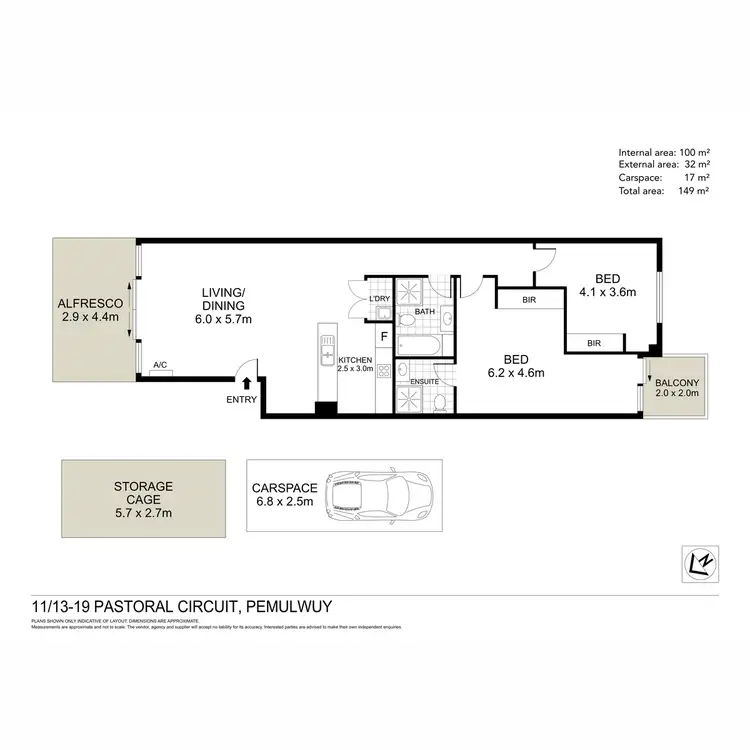 Floorplan of Homely apartment listing, 11/13-19 Pastoral Circuit, Pemulwuy NSW 2145