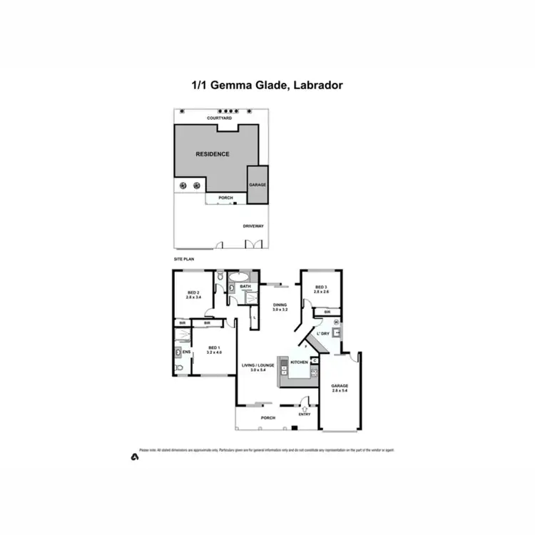 Floorplan of Homely semi-detached listing, 1/1 Gemma Glade, Labrador QLD 4215