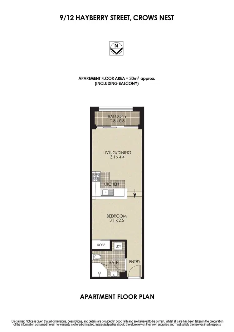 Floorplan of Homely apartment listing, 9/12 Hayberry Street, Crows Nest NSW 2065