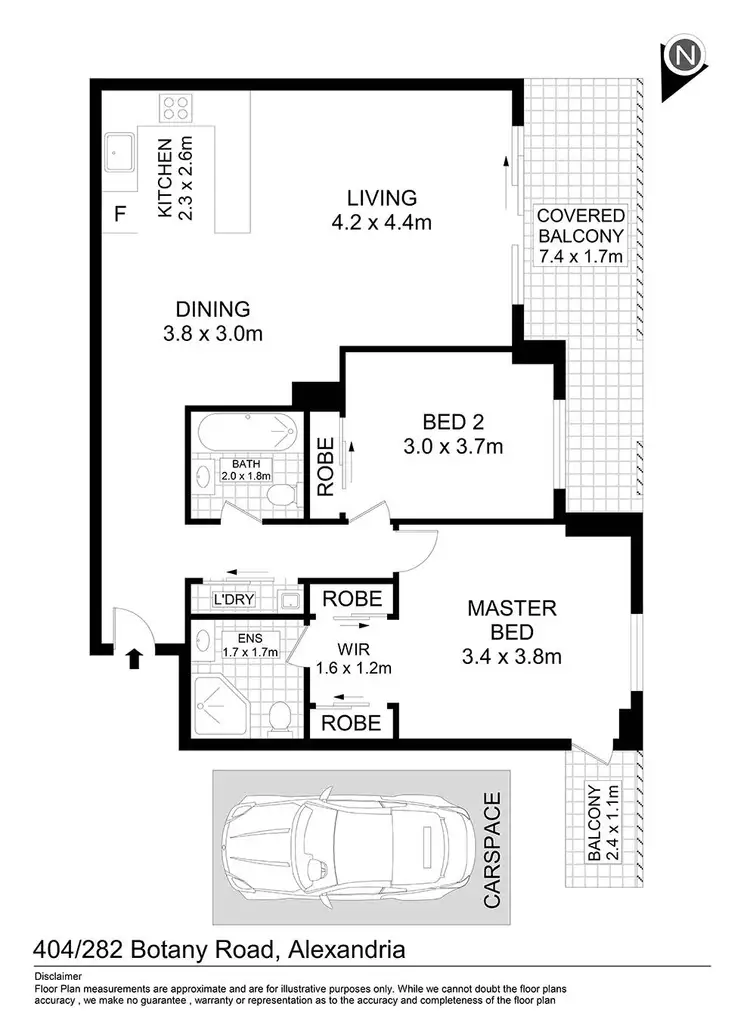 Floorplan of Homely apartment listing, 404/282 Botany Road, Alexandria NSW 2015