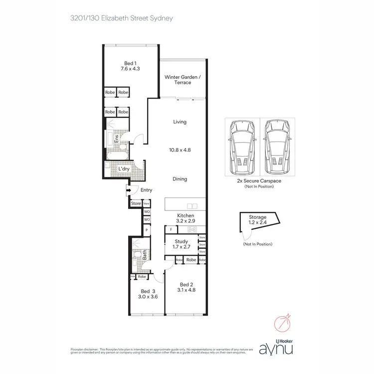Floorplan of Homely apartment listing, 3201/130 Elizabeth Street, Sydney NSW 2000