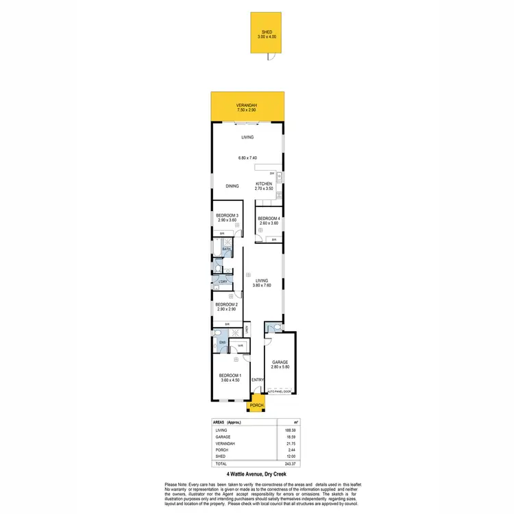 Floorplan of Homely house listing, 4 Wattle Avenue, Dry Creek SA 5094