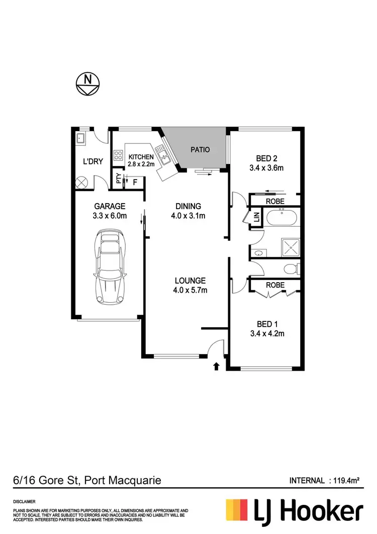 Floorplan of Homely villa listing, 6/16 Gore Street, Port Macquarie NSW 2444