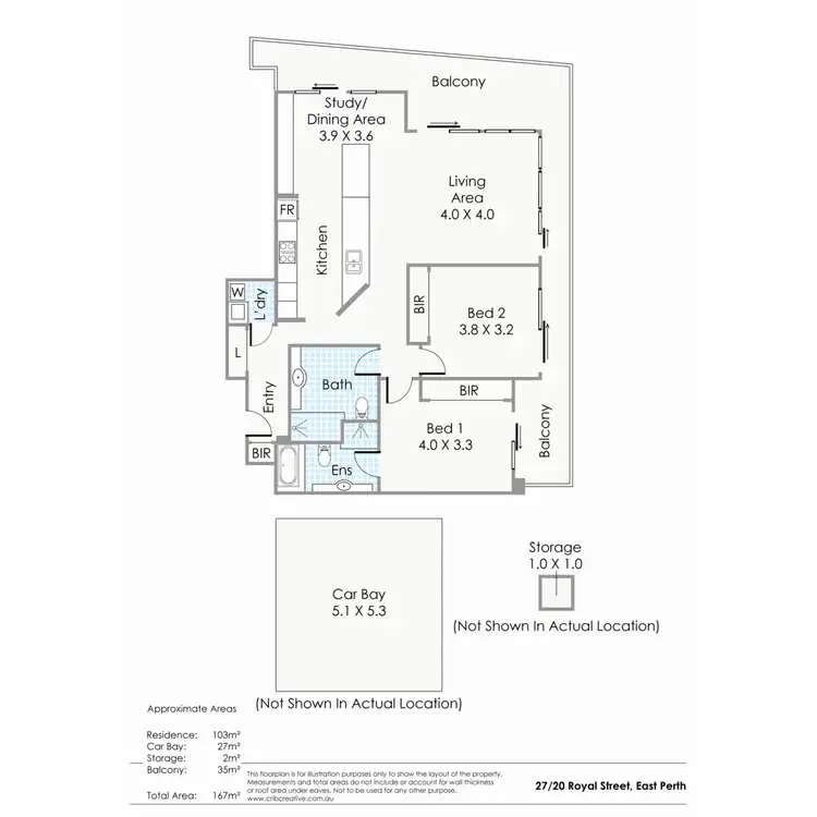 Floorplan of Homely apartment listing, 27/20 Royal Street, East Perth WA 6004