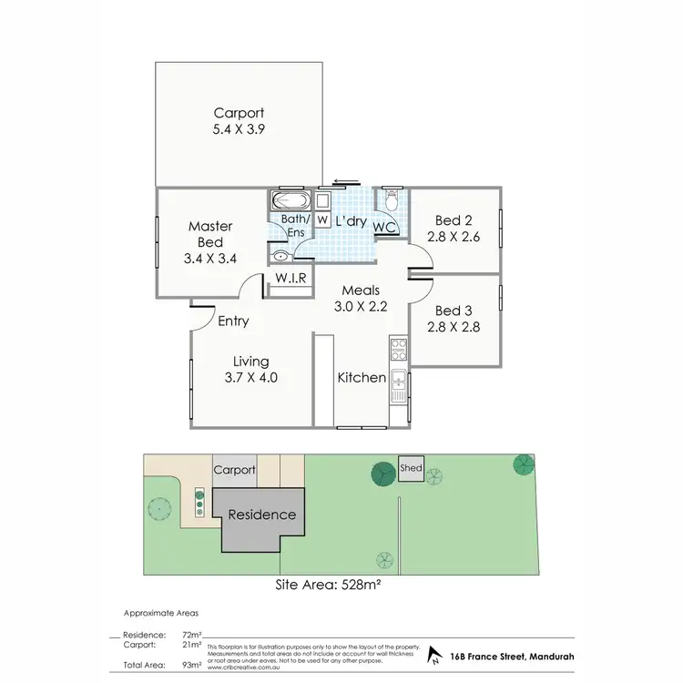 Floorplan of Homely semi-detached listing, 16B France Street, Mandurah WA 6210