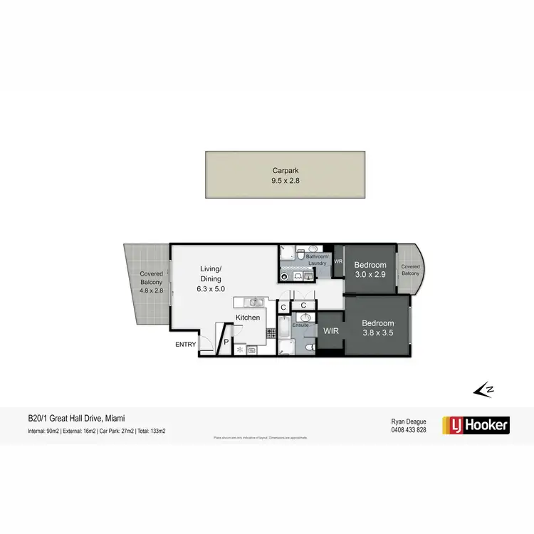 Floorplan of Homely unit listing, B20/1 Great Hall Drive, Miami QLD 4220