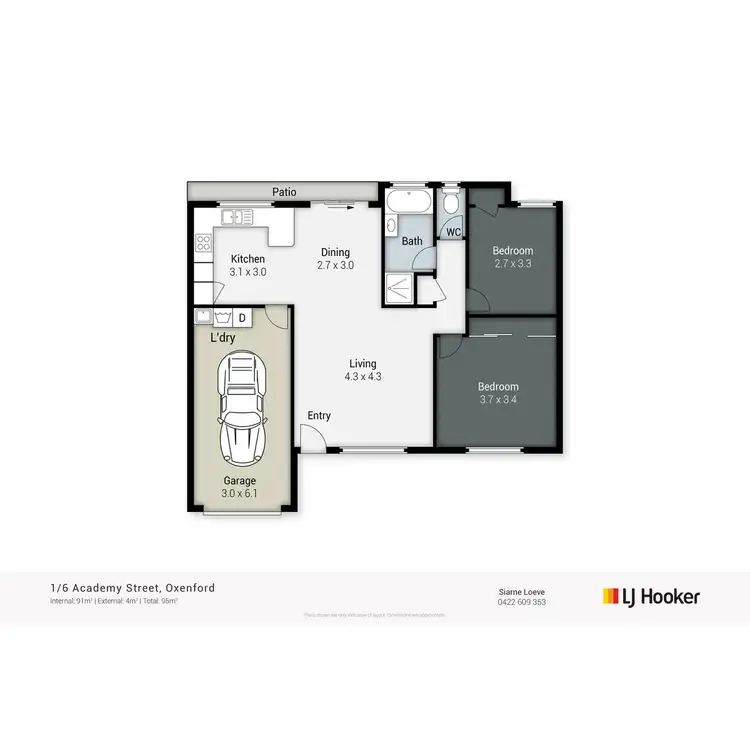 Floorplan of Homely semi-detached listing, 1/6 Academy Street, Oxenford QLD 4210