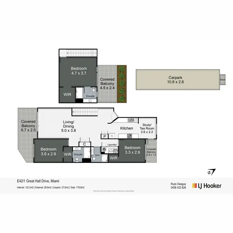 Floorplan of Homely unit listing, E42/1 Great Hall Drive, Miami QLD 4220