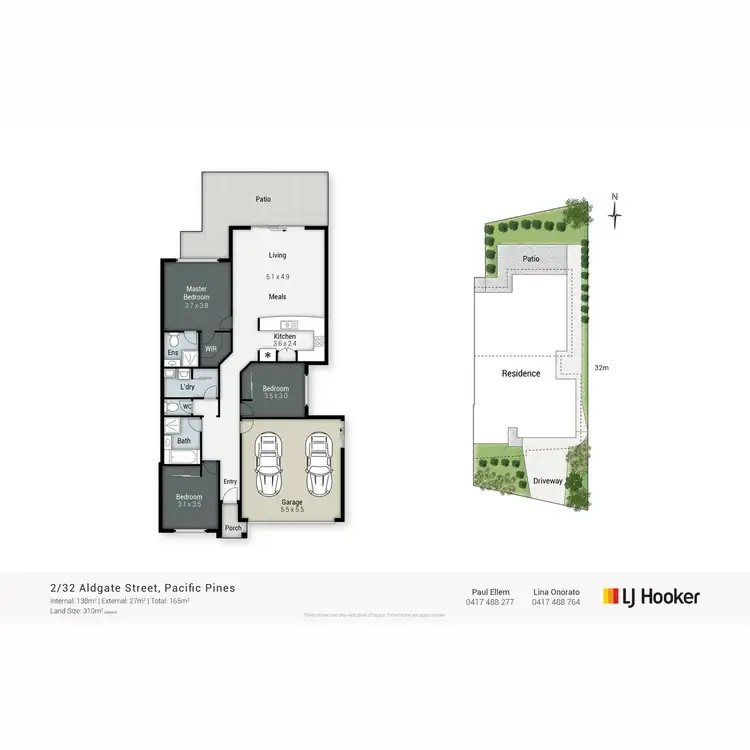 Floorplan of Homely semi-detached listing, 2/32 Aldgate Crescent, Pacific Pines QLD 4211