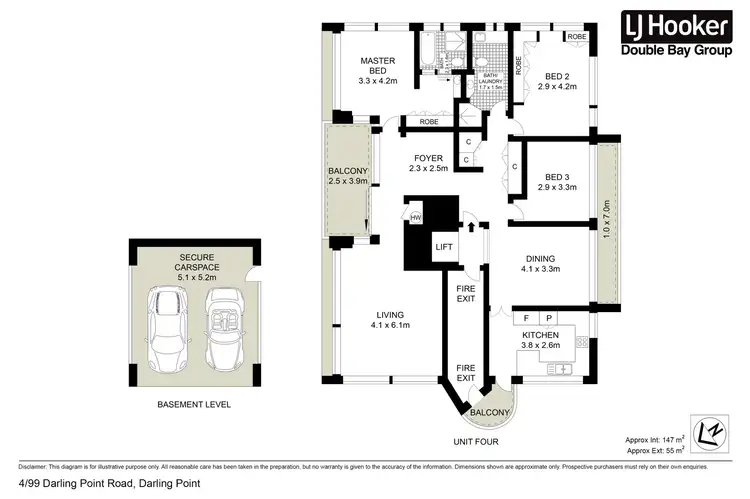 Floorplan of Homely unit listing, 4/99 Darling Point Road, Darling Point NSW 2027