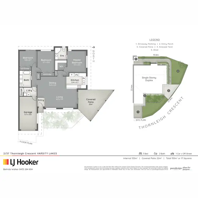 Floorplan of Homely semi-detached listing, 2/37 Thornleigh Crescent, Varsity Lakes QLD 4227