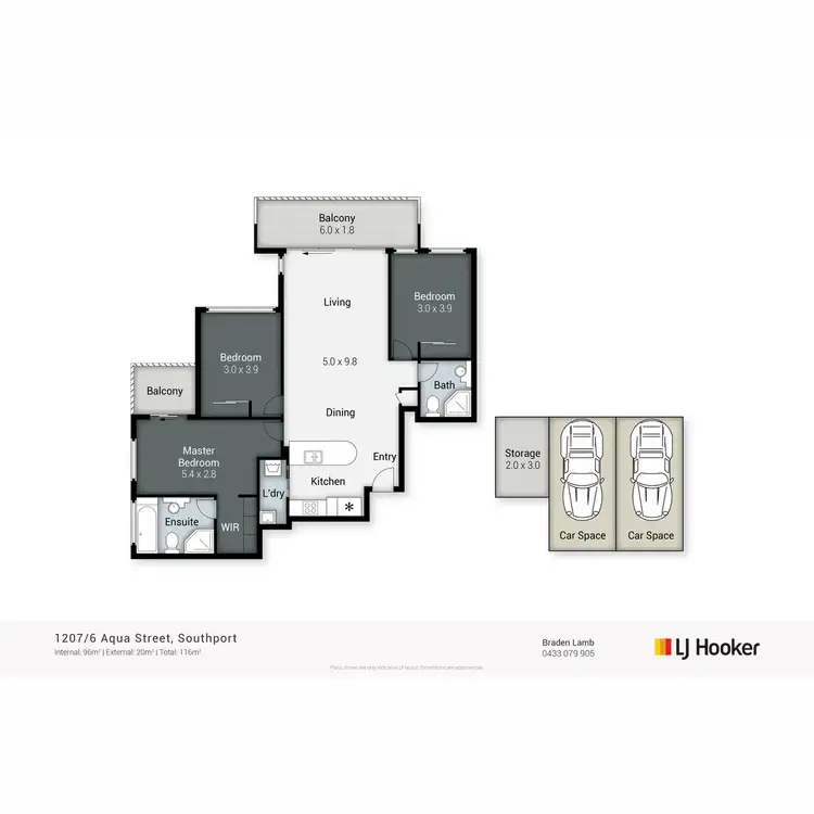 Floorplan of Homely unit listing, 1207/6 Aqua Street, Southport QLD 4215
