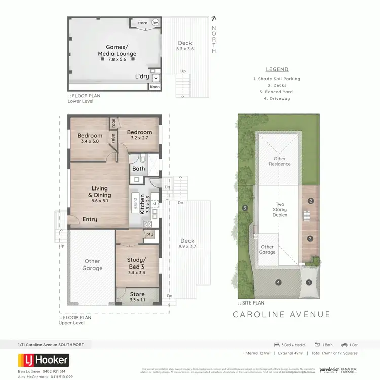 Floorplan of Homely semi-detached listing, 1/11 Caroline Avenue, Southport QLD 4215