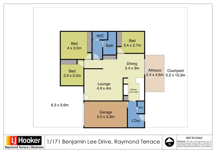 Floorplan of Homely unit listing, 1/171 Benjamin Lee Drive, Raymond Terrace NSW 2324