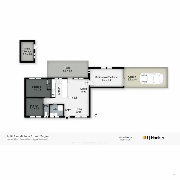 Floorplan of Homely semi-detached listing, 1/18 San Michele Street, Tugun QLD 4224