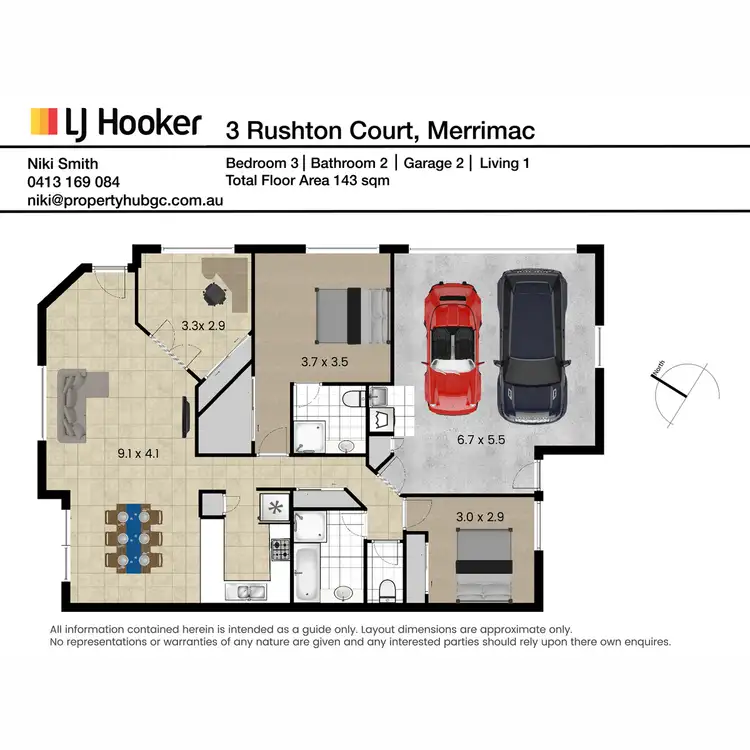 Floorplan of Homely semi-detached listing, 1/3 Rushton Court, Merrimac QLD 4226