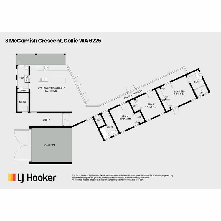 Floorplan of Homely house listing, 3 McCamish Crescent, Collie WA 6225